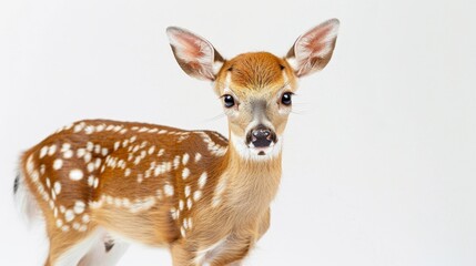 A cute fawn portrait on a white background, Generative AI