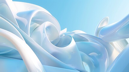 3D rendering of a blue and white abstract shape.