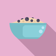 Flat design vector illustration of a healthy breakfast bowl with oats and berries