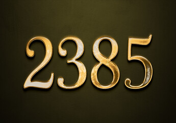 Old gold effect of 2385 number with 3D glossy style Mockup.	