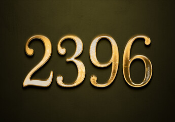 Old gold effect of 2396 number with 3D glossy style Mockup.	