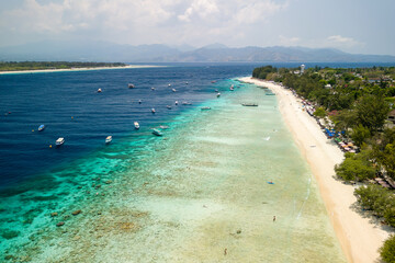 Main beach area of Gili Trawangan on Indonesias Gili Islands, Lombok Strait