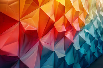 Obraz premium An array of vibrant geometric shapes interlaced in a dynamic pattern. Concept of abstract art and modern design. Generative Ai.