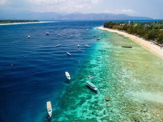 Main beach area of Gili Trawangan on Indonesias Gili Islands, Lombok Strait