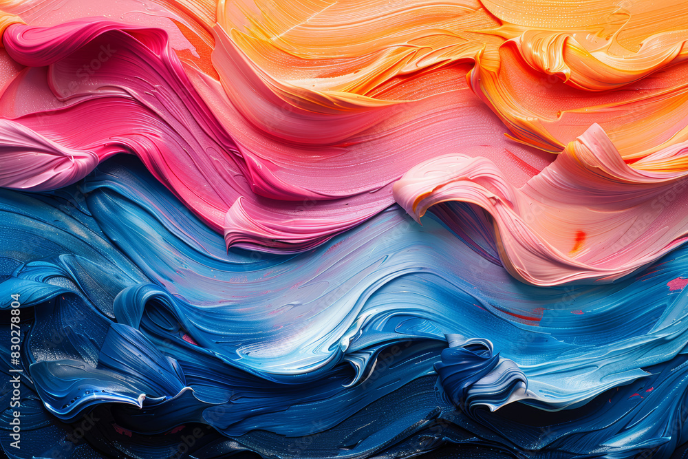 Poster bold brushstrokes in contrasting colors creating dynamic movement. concept of energy and passion. ge