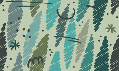 Hand drawn dynamic abstract shapes pattern. Fashionable template for design