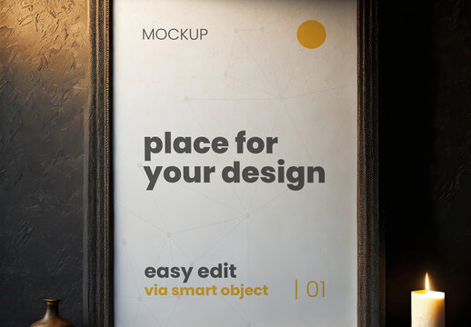 Dark 3d Style Poster Frame Mockup 03 Generative Ai