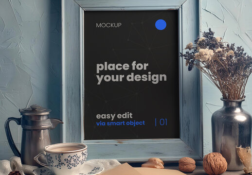 Deco Cozy Place Portrait Frame Mokcup Genernative Ai