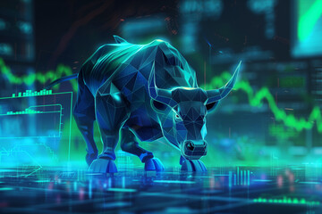 Digital Bull in Futuristic Stock Market Setting with Graphs and Data