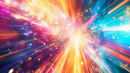 Vibrant Explosion of Colorful Light Streaks on Dark Background