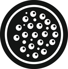 Monochrome vector illustration of a symmetrical dot pattern within a circle