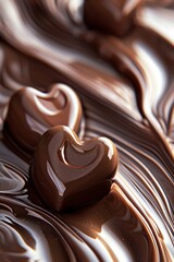 heart shape chocolate in swirl background,  confectionery concept, sweet lover wallpaper, present for woman valentine birthday wedding day, world chocolate day, motion