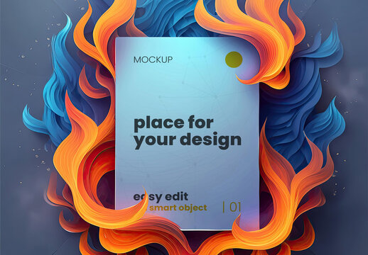 Detailed Illustrated Fire and Smoke Poster Frame Mockup 02 Generative Ai