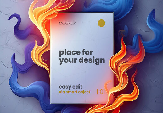 Detailed Illustrated Fire and Smoke Poster Frame Mockup 04 Generative Ai