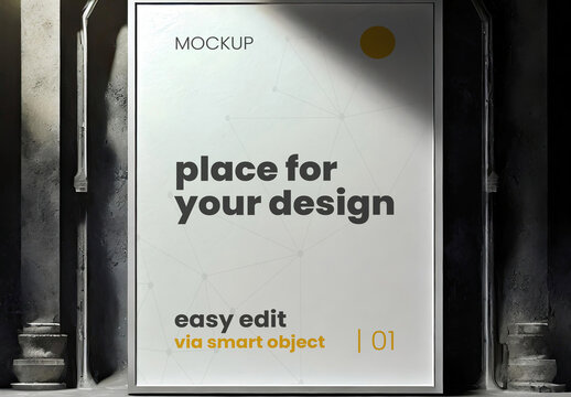 Dramatic Light Poster Frame Mockup 05 Generative Ai