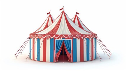 isolated circus tent carnival big top on white background digital illustration
