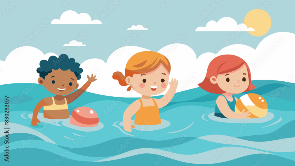 Poster as they bob in the gentle waves the children hold on to the last remnants of summer savoring every l