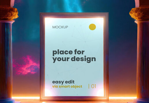 Dreamy Surreal Artistic Style Poster Frame Frame Mockup 03 Generative Ai
