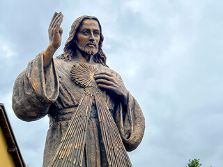 Figure of Merciful Jesus next to the church and cemetery in Góra Swietej Malgorzata (Mount of...