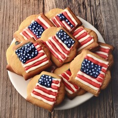 Obraz premium 4th of July American flag cookies