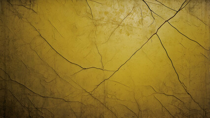 Aged yellow wall with a web of deep cracks giving texture and a sense of decay