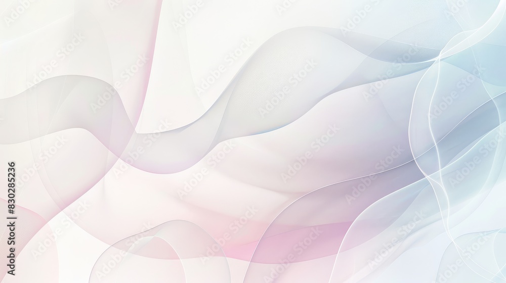 Poster soft white gradient background with abstract shapes and text overlays