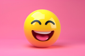 Fototapeta premium 3d laughing emoji on a bright pink background