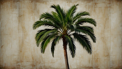 Single palm tree on a textured background