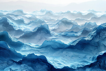 Fototapeta premium Pale blue watercolor waves blending into each other seamlessly. Concept of calm and fluidity. Generative Ai.