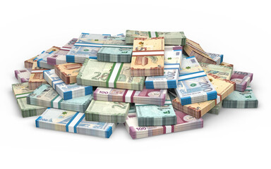 Obraz premium Piles of Azerbaijani Manat currency banknotes