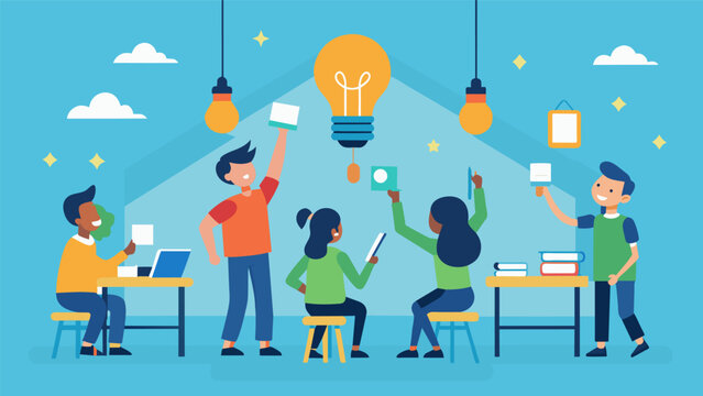 In classrooms students have rep traditional light bulbs with energyefficient ones reducing the schools energy consumption and saving on electricity costs.. Vector illustration