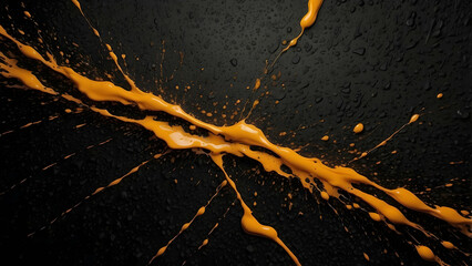 Orange paint splash on black texture