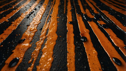 Textured stripes with black and orange drops