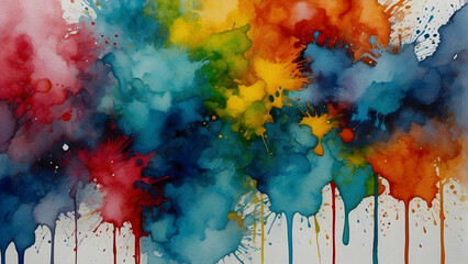 Colorful watercolor explosion on paper