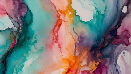 Abstract colorful ink patterns in fluid art