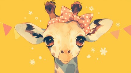 A cute and adorable giraffe serves as the embodiment of this illustration