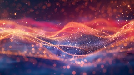 Dynamic backdrop red to indigo gradient wave-like patterns sparkling lights backdrop