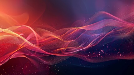 Fototapeta premium Gradient from red to indigo delicate wave-like patterns sparkling lights backdrop