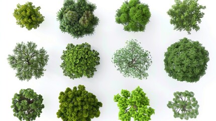 Top View of Various Trees for Landscape Design - Generative AI