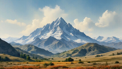 Majestic mountain landscape painting