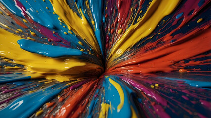 Vortex of swirling multicolored paint