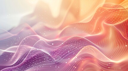 Obraz premium Soothing backdrop peach to magenta intricate wave patterns gentle glowing dots serene elegance backdrop