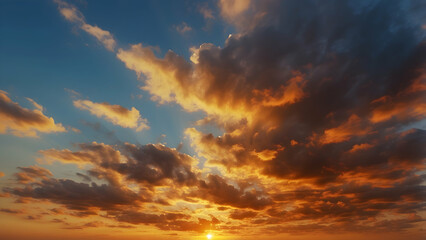 Fototapeta premium Dramatic sky with clouds at sunset