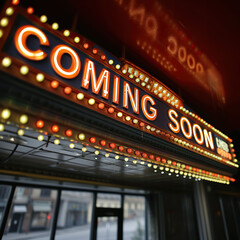 Retro Theater Marquee: Bright 'Coming Soon' Sign with Vintage Lights