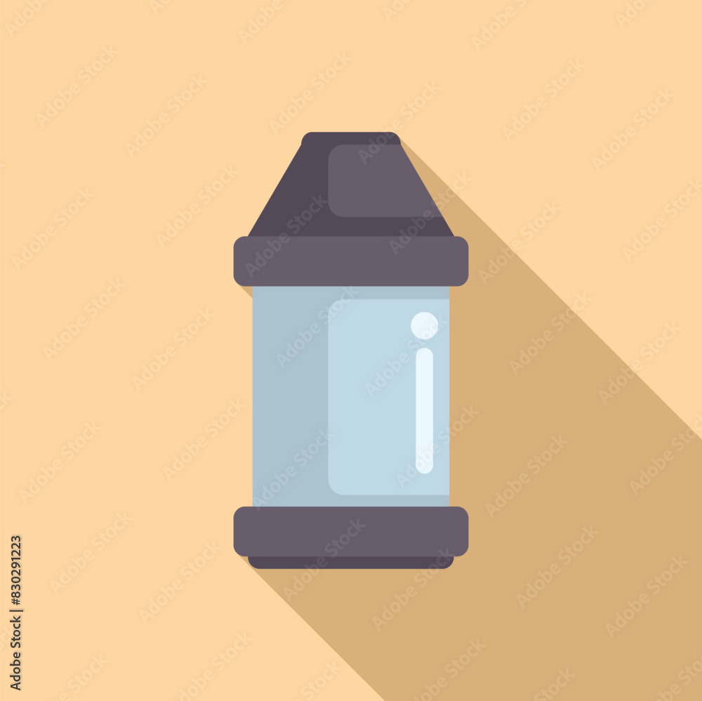 Poster minimalistic vector illustration of a trash can icon with a shadow effect on a soft beige background