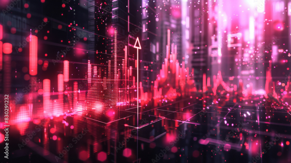Poster Abstract visualization of a high-tech city network with illuminated digital data and connectivity