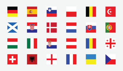  euro 2024 flags vector isolated on white
