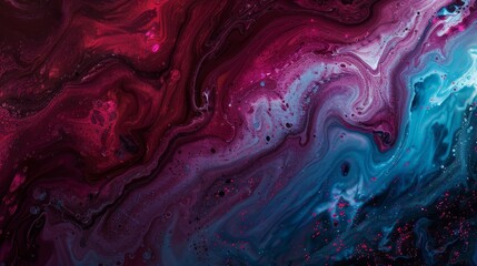 Obraz premium Abstract wallpaper: bright azure maroon hues marbled textures shimmering particles 4th of July spirit backdrop