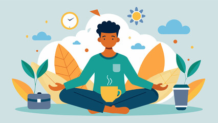 A man engaging in selfcare activities nourishing his mind and body to feel good from the inside out.. Vector illustration