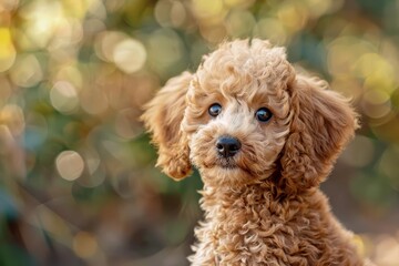 adorable poodle puppy looking cute and friendly heartwarming animal portrait photo